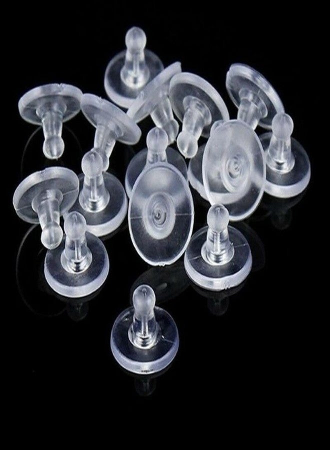 Excellentcrafts Clear Silicone Earring Back Stoppers Findings Stud Earring Plugs for Jewellery Making - 200 Pcs (10mm, Clear White) - Image 2